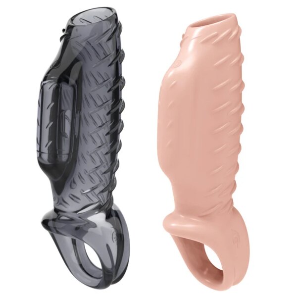 Cock Sleeve Electric Penis Ring Male Delay Ejaculation Soft TPE Men Cock Enlargement Extender Vibrators Sex Toys Male Erotic