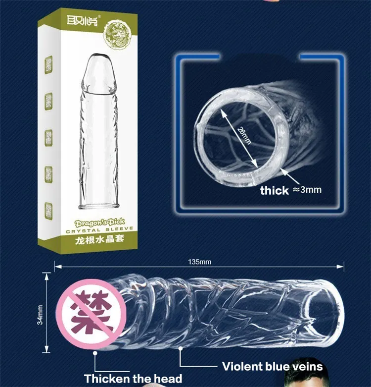 WAKEWAY 4 Types Thicken Penis Enlarge Sleeve Reusable Condom Cock Extender Delay Ejaculation Sex Toys for Men Intimate Goods