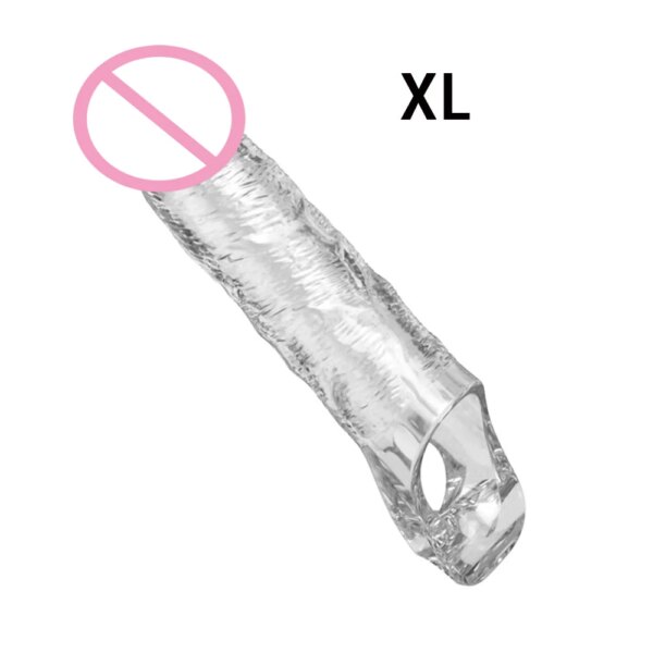 Transparent Penis Enlargement Extend Sleeve Reusable Condoms Dildo Enhancer Delay Ejaculation Cock Rings Sex Toys for Men