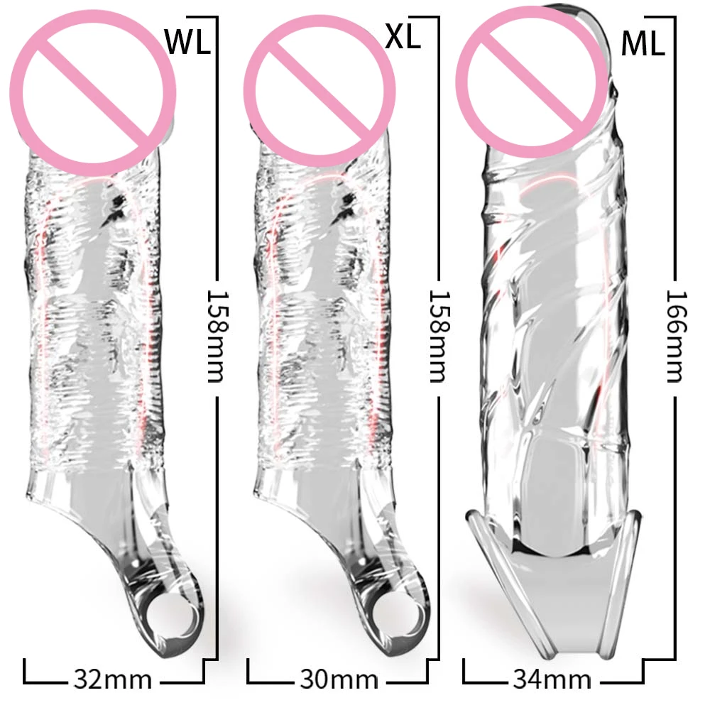 Transparent Penis Enlargement Extend Sleeve Reusable Condoms Dildo Enhancer Delay Ejaculation Cock Rings Sex Toys for Men Transparent Penis Enlargement Extend Sleeve Reusable Condoms Dildo Enhancer Delay Ejaculation Cock Rings Sex Toys for Men