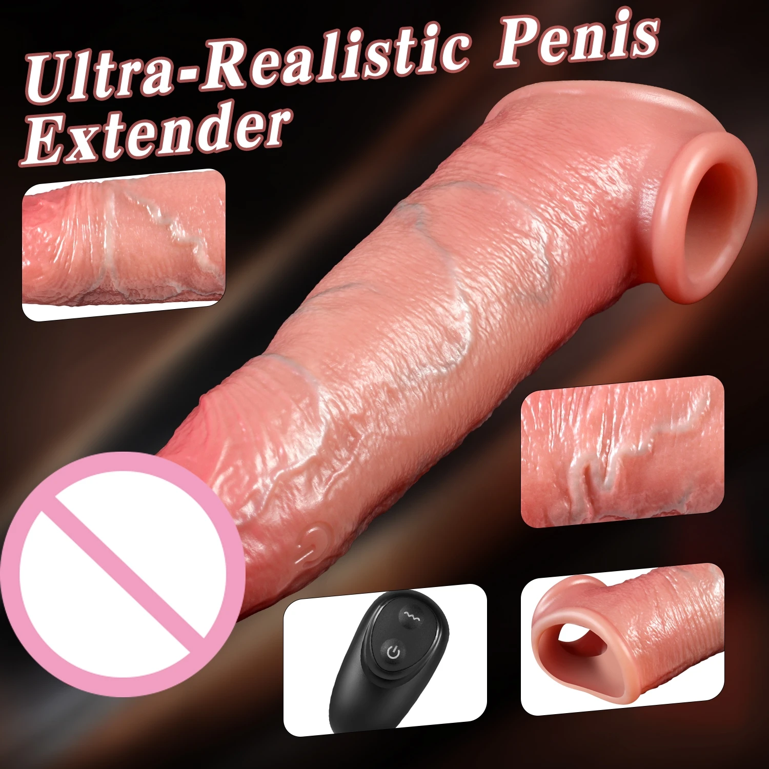Realistic Dildo Sex Toys for Men with Longer Bigger Thicker Sleeve Ultra Skin Feeling Penis Extender Authentic Glan Dick Texture