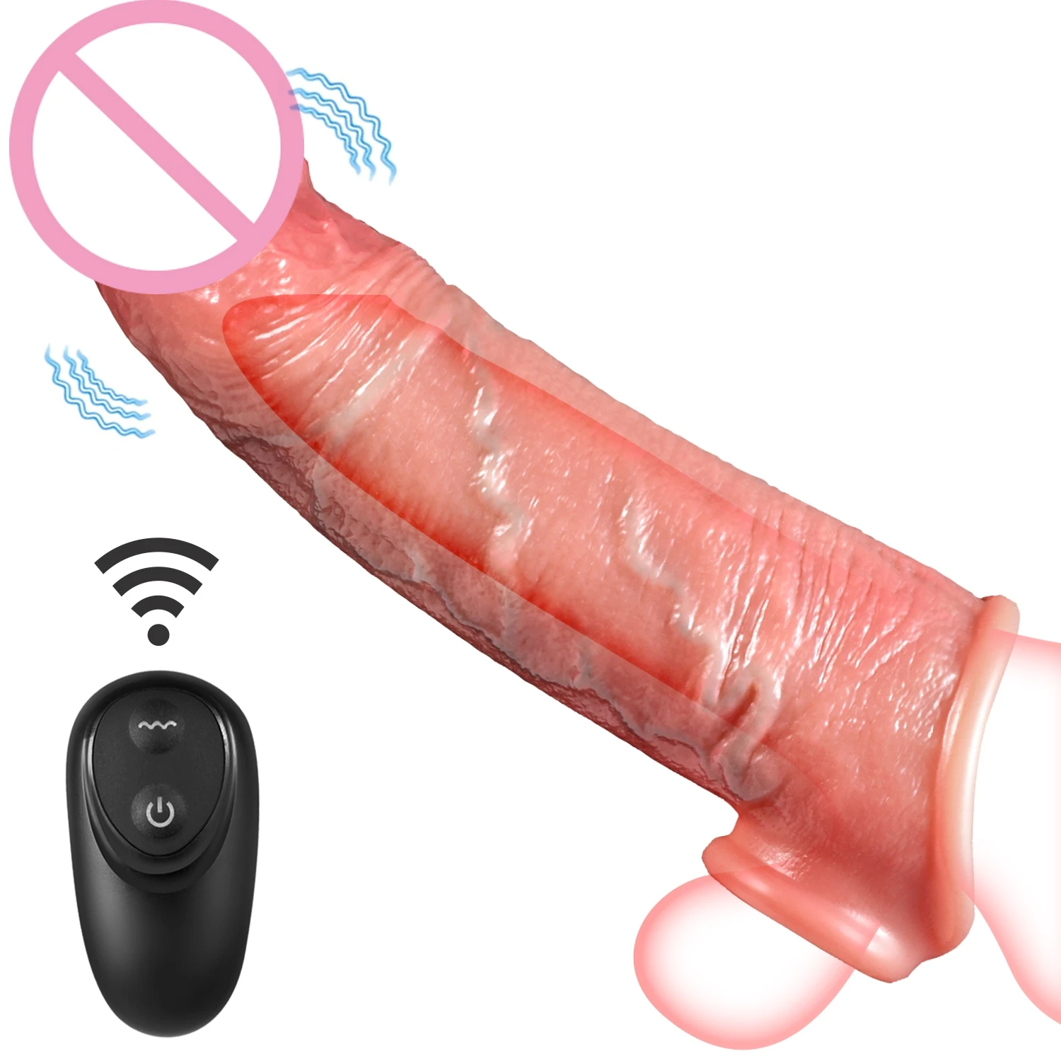 Realistic Dildo Sex Toys for Men with Longer Bigger Thicker Sleeve Ultra Skin Feeling Penis Extender Authentic Glan Dick Texture