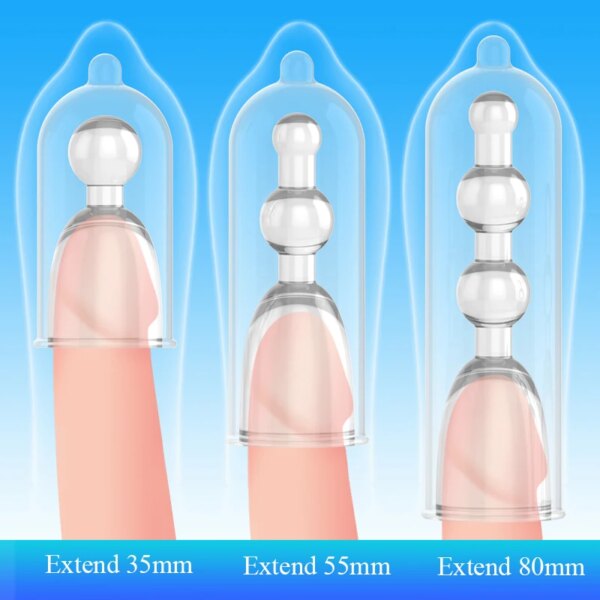 3 PCS Dick Cock Extender Penis Extension Sleeves Reusable Condoms Lengthen Penis 3.5-8Cm Enlargement Extend Sex Toys for Couples