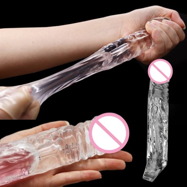 Large Penis Extension Sleeve Reusable Soft and Stretchable Delayed Ejaculation Condoms Male Dildo Extender Male Sex Toys