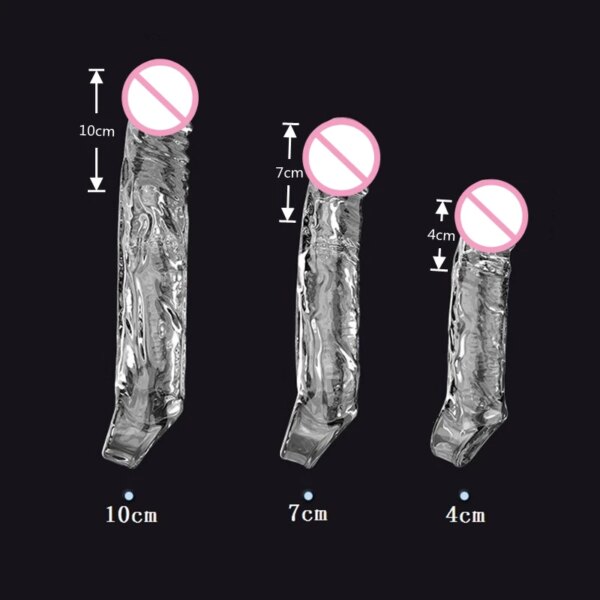 Large Penis Extension Sleeve Reusable Soft and Stretchable Delayed Ejaculation Condoms Male Dildo Extender Male Sex Toys