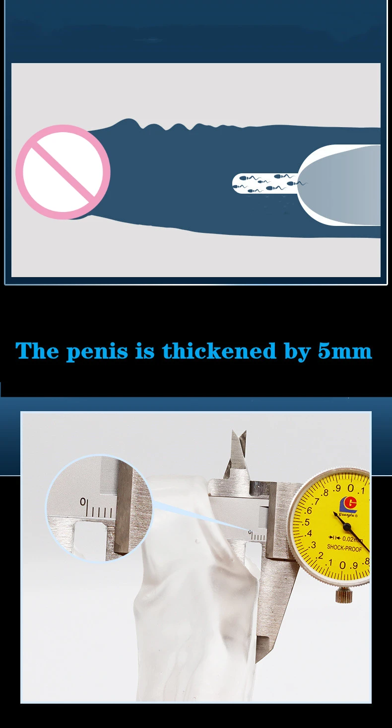 Large Penis Extension Sleeve Reusable Soft and Stretchable Delayed Ejaculation Condoms Male Dildo Extender Male Sex Toys
