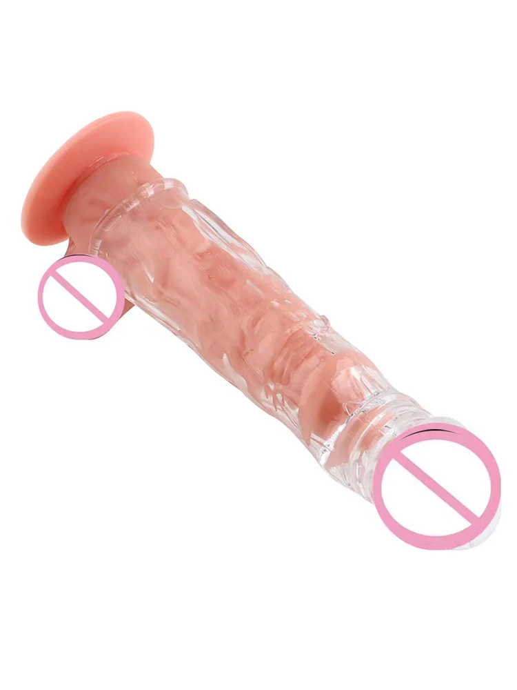 Realistic Condom Extension 7cm Inside the Head Vibrator Cock Penis Sleeve Expansion Delayed Ejaculation Reusable Male sex toy Realistic Condom Extension 7cm Inside the Head Vibrator Cock Penis Sleeve Expansion Delayed Ejaculation Reusable Male sex toy