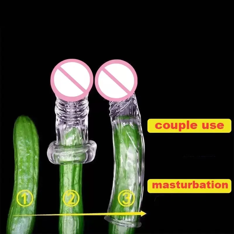 Realistic Condom Extension 7cm Inside the Head Vibrator Cock Penis Sleeve Expansion Delayed Ejaculation Reusable Male sex toy Realistic Condom Extension 7cm Inside the Head Vibrator Cock Penis Sleeve Expansion Delayed Ejaculation Reusable Male sex toy