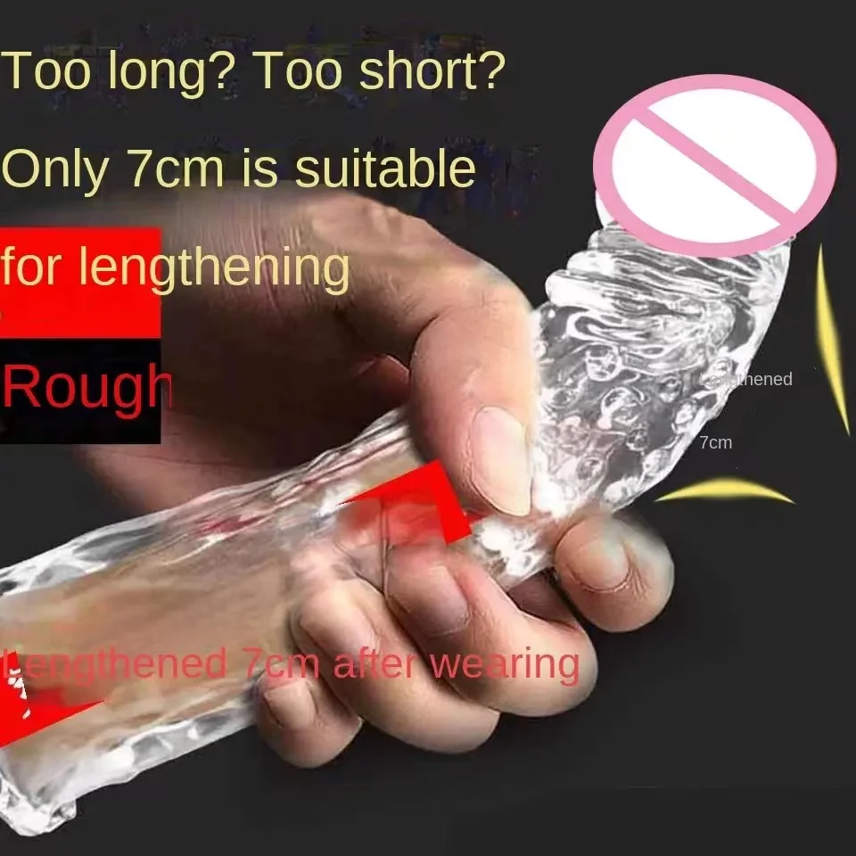 Realistic Condom Extension 7cm Inside the Head Vibrator Cock Penis Sleeve Expansion Delayed Ejaculation Reusable Male sex toy Realistic Condom Extension 7cm Inside the Head Vibrator Cock Penis Sleeve Expansion Delayed Ejaculation Reusable Male sex toy