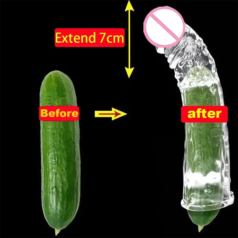 Realistic Condom Extension 7cm Inside the Head Vibrator Cock Penis Sleeve Expansion Delayed Ejaculation Reusable Male sex toy Realistic Condom Extension 7cm Inside the Head Vibrator Cock Penis Sleeve Expansion Delayed Ejaculation Reusable Male sex toy