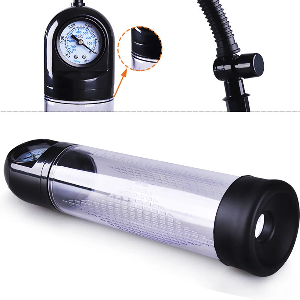 Penis Pump with Pressure Gauge Male Masturbator Sex Toys For Men Penis Extender Dick Enlargement Penile Enlarger Vacuum Pump