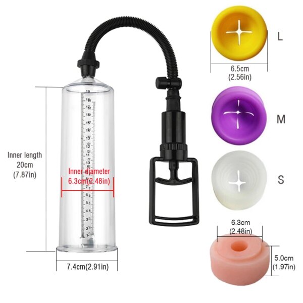 Only Accessories(Not Whole Set) Inner Diameter 6.3cm Enlargement Vacuum Dick Extender Men Increase Length Enlarge Penis Pump
