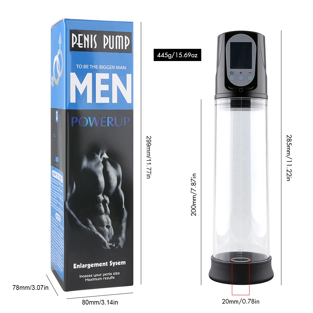 Electric Vacuum Penis Pump Men Sex Toys Penis Extender Led Display & Powerful Suction Cock Erection Training Enlargement Pump