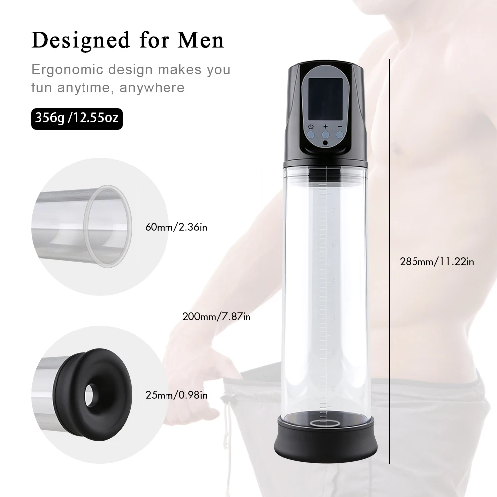 Electric Vacuum Penis Pump Men Sex Toys Penis Extender Led Display & Powerful Suction Cock Erection Training Enlargement Pump