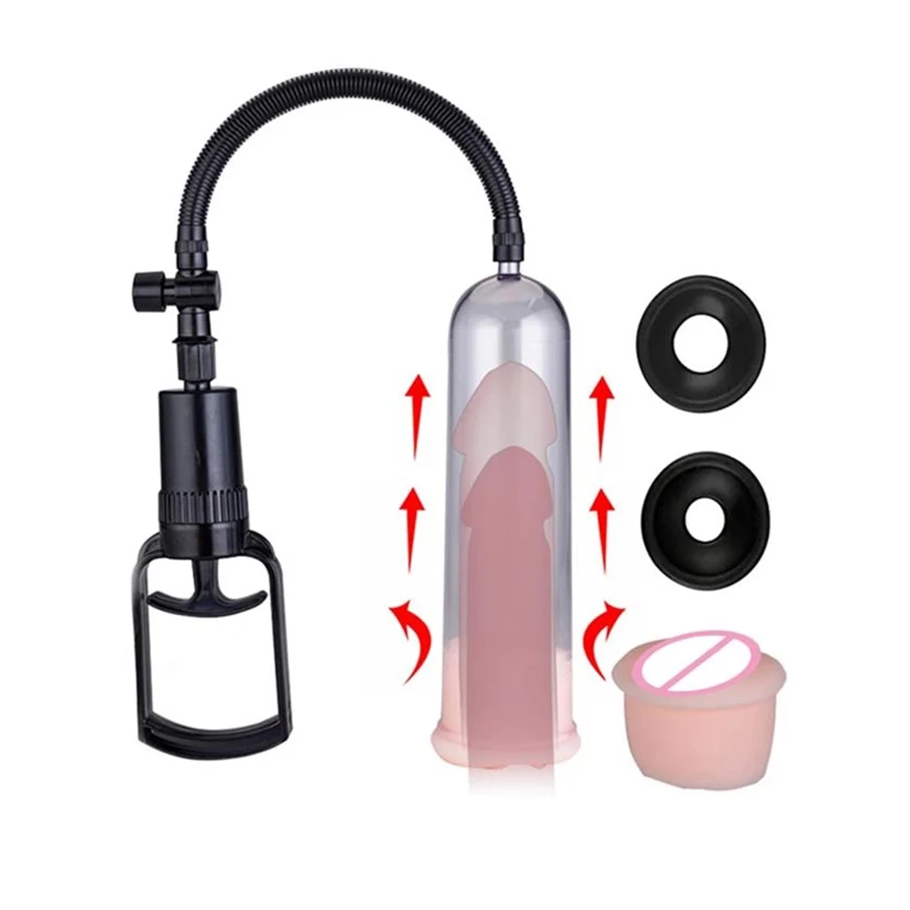 Male Penis Pump Manual Penis Enlarger Enhancement Erection SexToys For Man Vacuum Pump Big Dick Trainer Male Lasting Masturbator