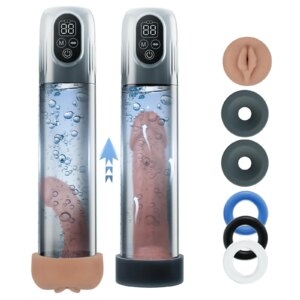 Electric Penis Pump, Automatic Male Masturbator with Mini Pocket Pussy and 3 Penis Ring, Adult Sex Toys for Men Dick Enlarger Er