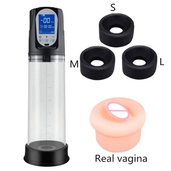 LCD Electric Penis Pump Penis Enlargement Extend Pump Penis Trainer Male Masturbators Cup Dick Pump Sex Toys for Men 18+