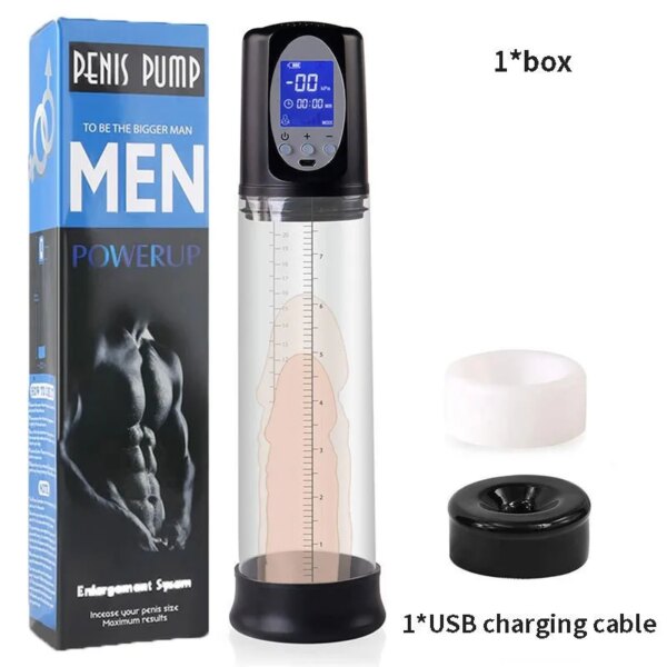 LCD Electric Penis Pump Penis Enlargement Extend Pump Penis Trainer Male Masturbators Cup Dick Pump Sex Toys for Men 18+