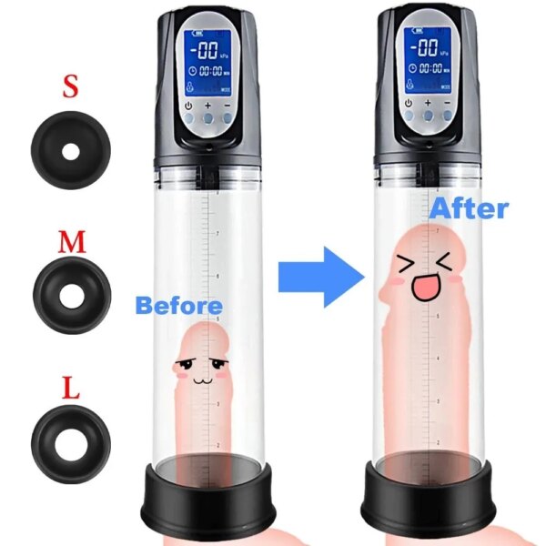 LCD Electric Penis Pump Penis Enlargement Extend Pump Penis Trainer Male Masturbators Cup Dick Pump Sex Toys for Men 18+