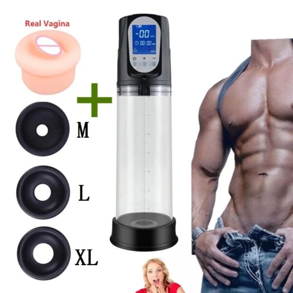 LCD Electric Penis Pump Penis Enlargement Extend Pump Penis Trainer Male Masturbators Cup Dick Pump Sex Toys for Men 18+