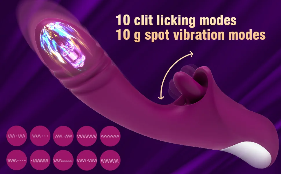 Clitoral Licking G Spot Vibrator Sex toy for women Telescopic Dildo Clitoralis Stimulator 10 Licking Vibrating Modes Adult Toys