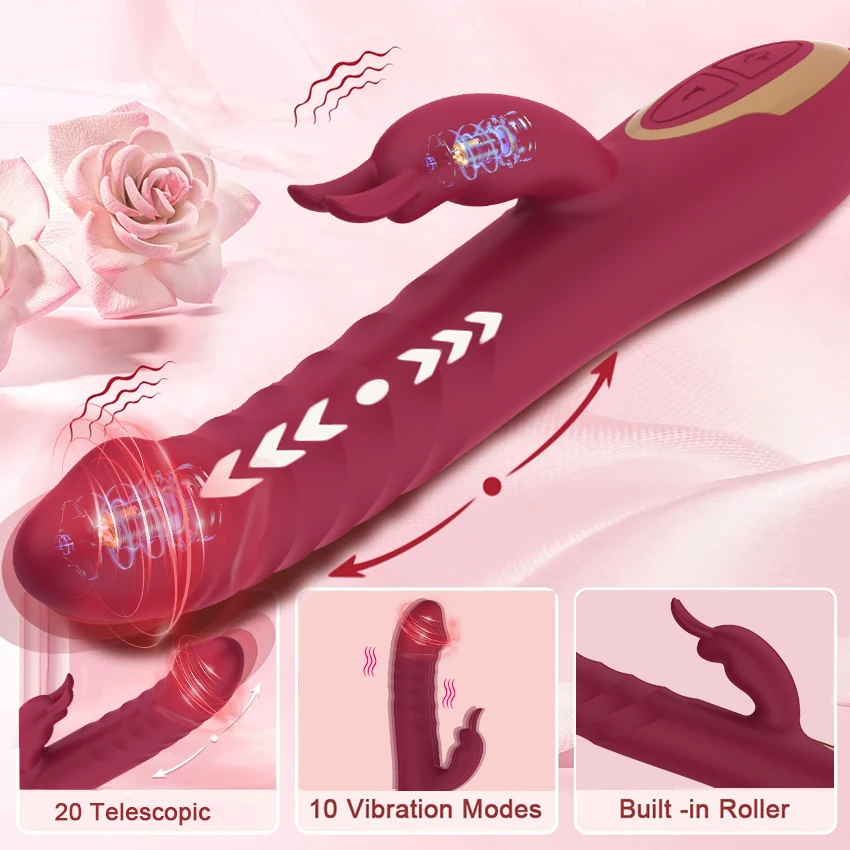 Powerful Rabbit Thrusting Vibrator Automatic Telescopic G-Spot Clitoris Stimulator Female Masturbation Sex Toys For Women Adults