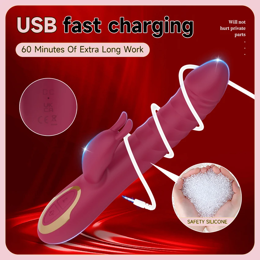 Powerful Rabbit Thrusting Vibrator Automatic Telescopic G-Spot Clitoris Stimulator Female Masturbation Sex Toys For Women Adults