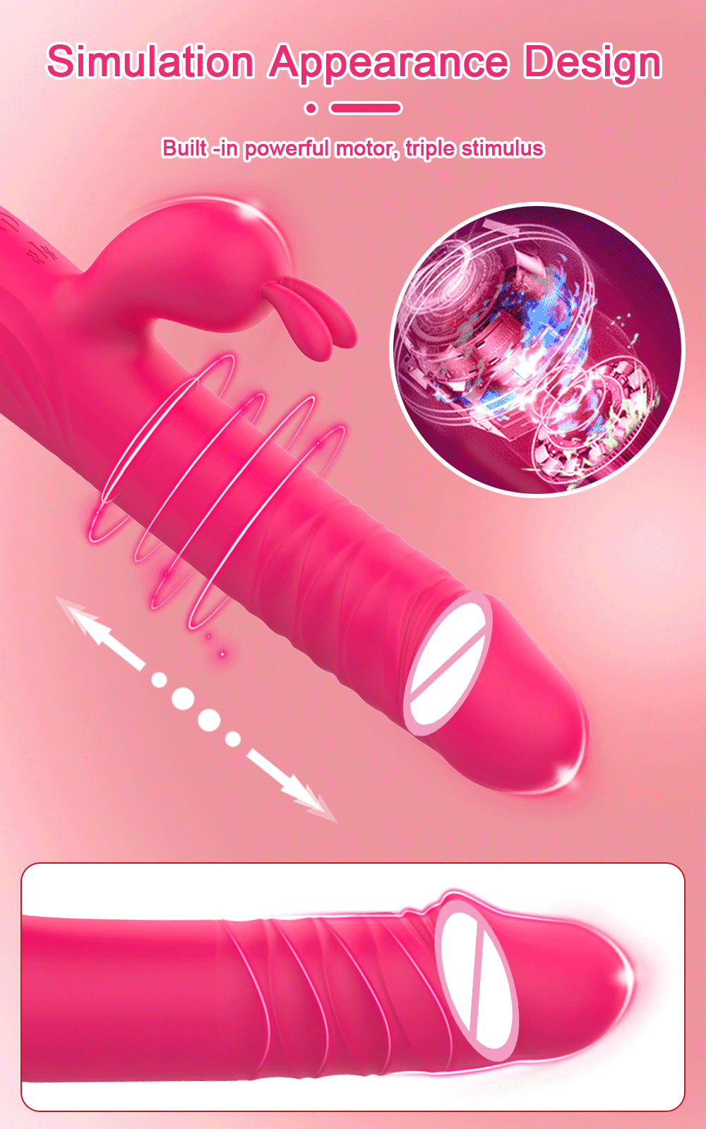 Rabbit Vibrator for Women Vagina G-Spot Nipple Clitoris Stimulator Thrusting Telescopic Rotating Dildo for Adult Sexy Toys