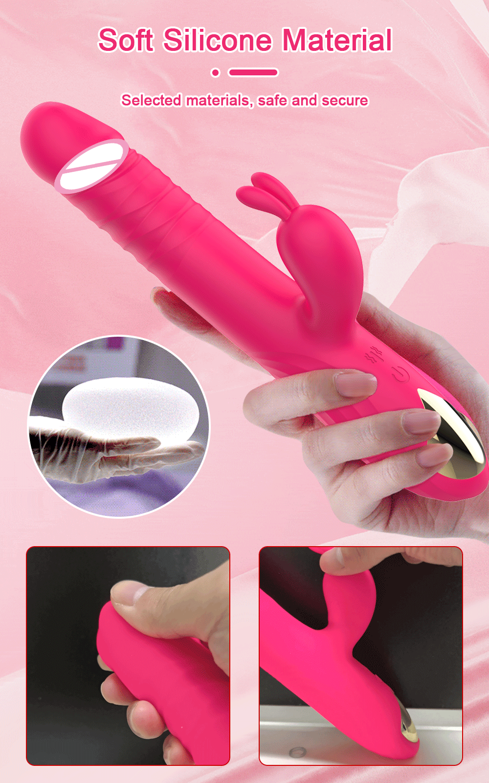 Rabbit Vibrator for Women Vagina G-Spot Nipple Clitoris Stimulator Thrusting Telescopic Rotating Dildo for Adult Sexy Toys