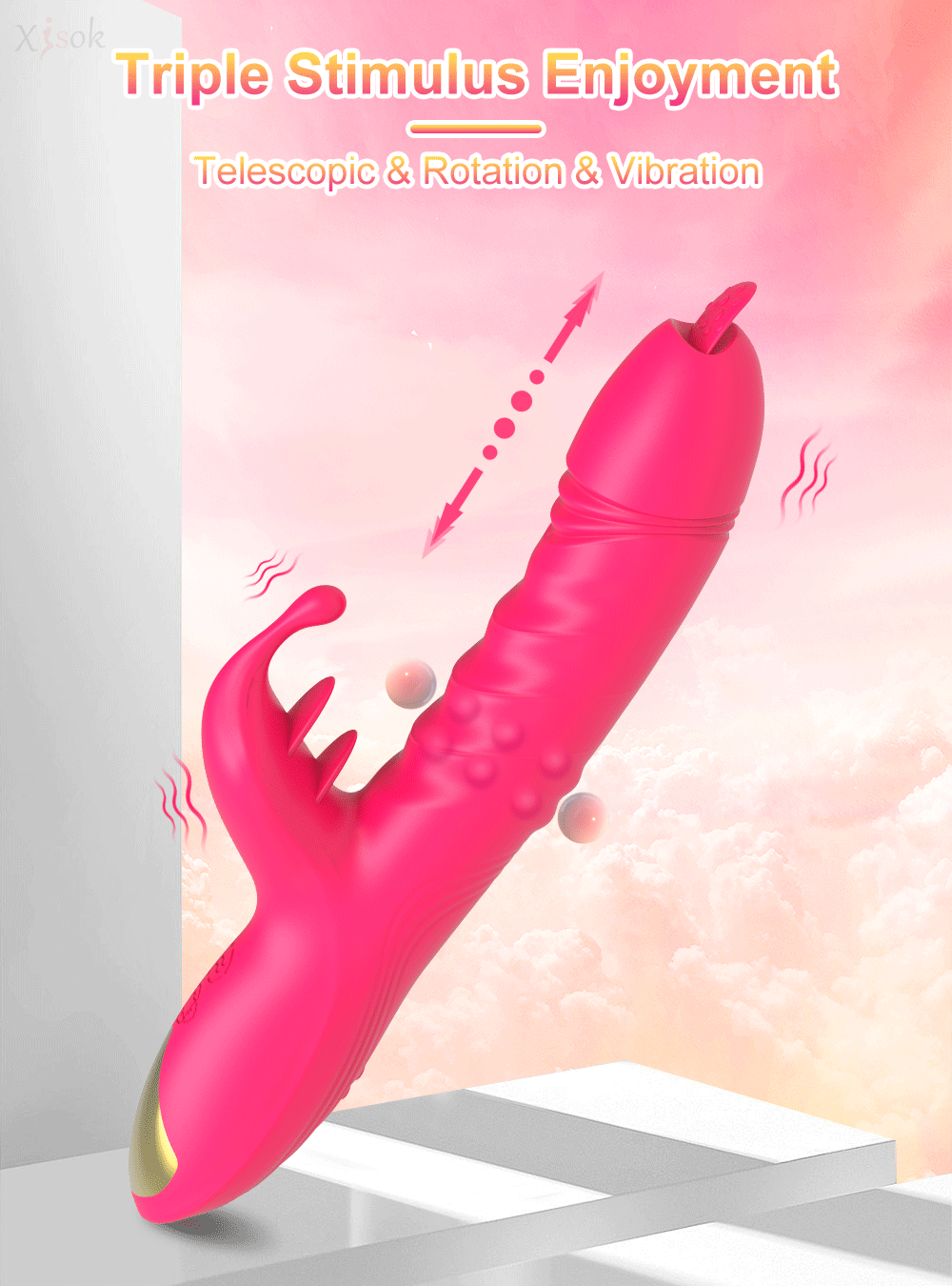 Rabbit Vibrator for Women Vagina G-Spot Nipple Clitoris Stimulator Thrusting Telescopic Rotating Dildo for Adult Sexy Toys