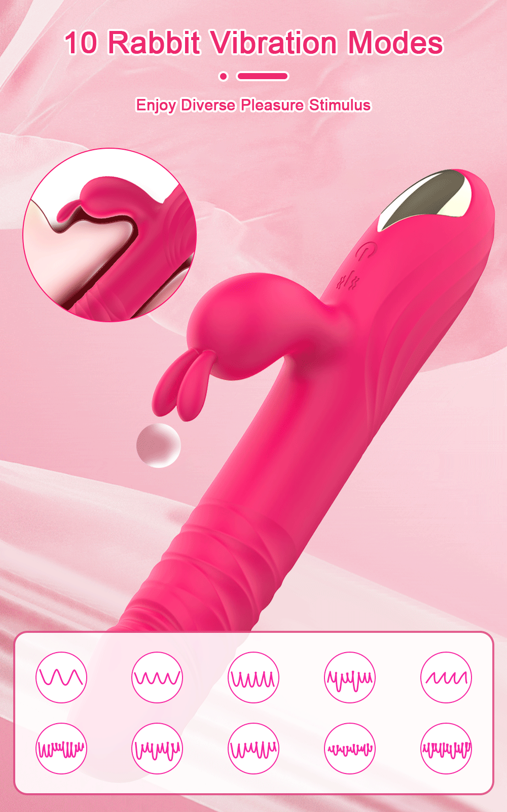 Rabbit Vibrator for Women Vagina G-Spot Nipple Clitoris Stimulator Thrusting Telescopic Rotating Dildo for Adult Sexy Toys