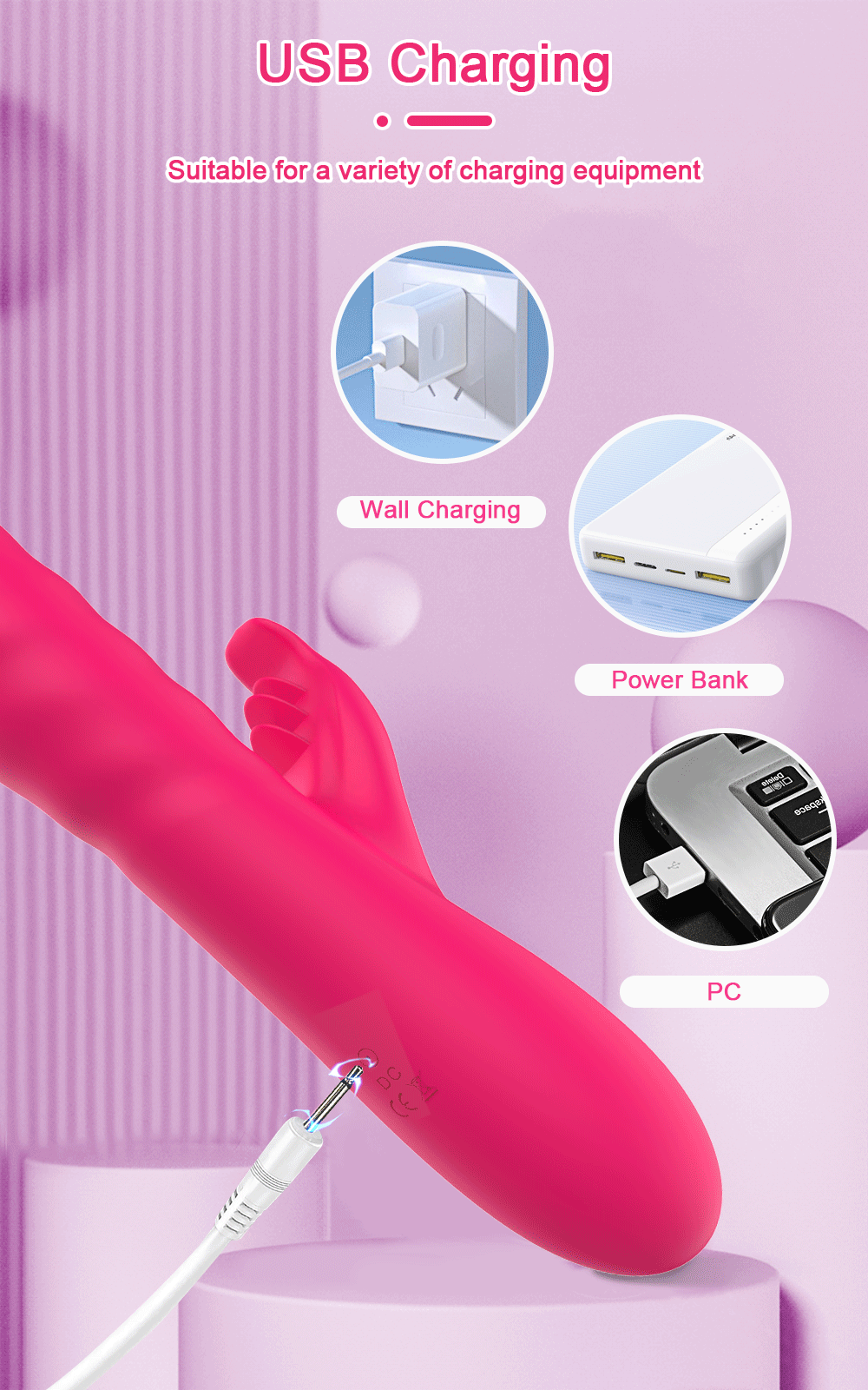 Rabbit Vibrator for Women Vagina G-Spot Nipple Clitoris Stimulator Thrusting Telescopic Rotating Dildo for Adult Sexy Toys
