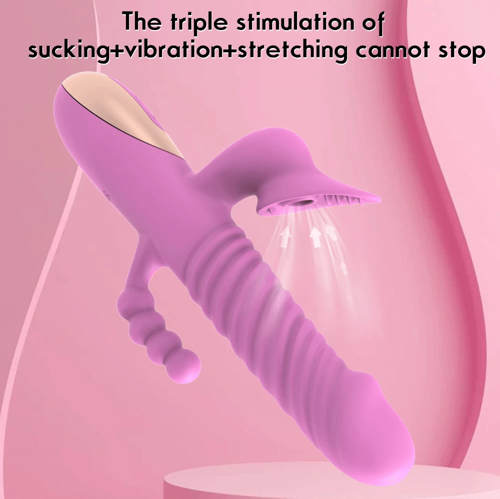 Thrusting Dildo Sucking Vibrators 3In1 Anal G spot Clitoral Sucker Stimulator Female Masturbator Oral Sex Toys For Women Sexshop