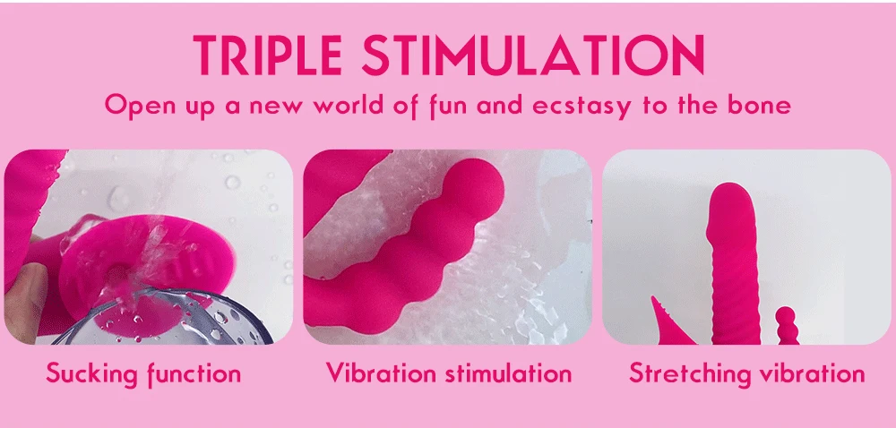 Thrusting Dildo Sucking Vibrators 3In1 Anal G spot Clitoral Sucker Stimulator Female Masturbator Oral Sex Toys For Women Sexshop