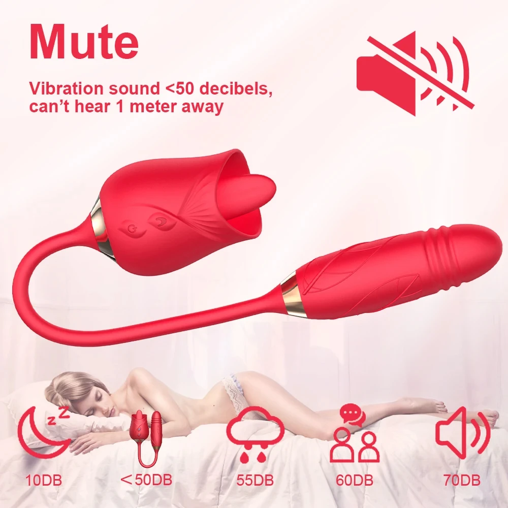 3-in-1 female masturbation rose sex toy Clit Clintoris G-point thrust Dildo oral sex vibrator G-point stimulation licking erotic