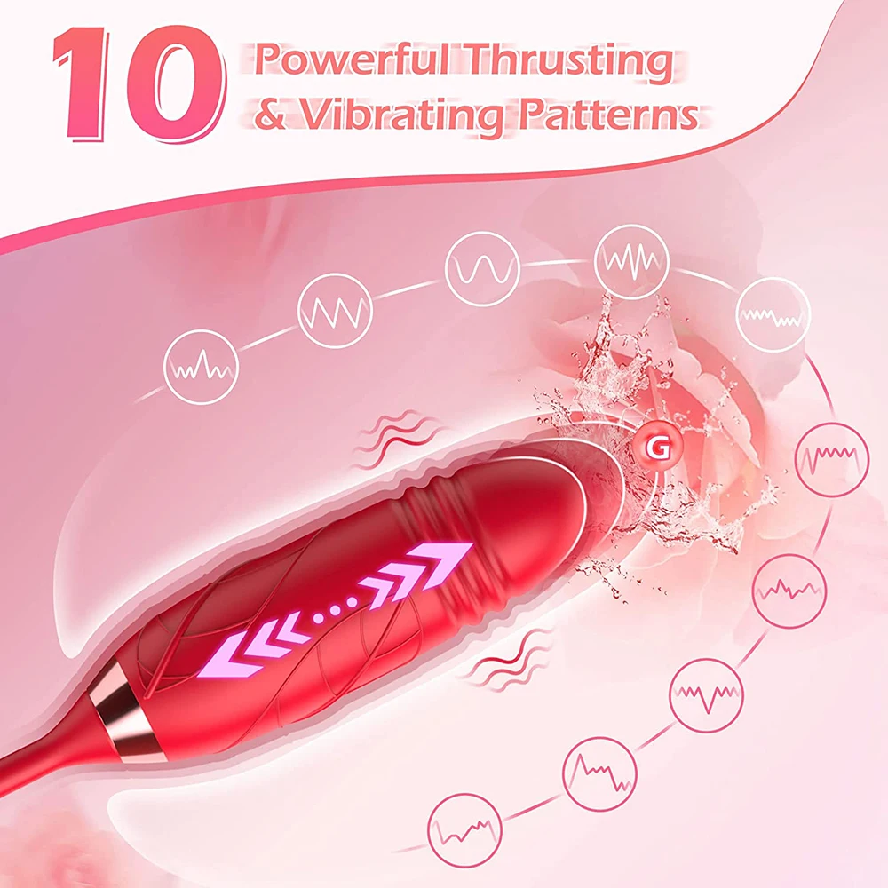 3-in-1 female masturbation rose sex toy Clit Clintoris G-point thrust Dildo oral sex vibrator G-point stimulation licking erotic