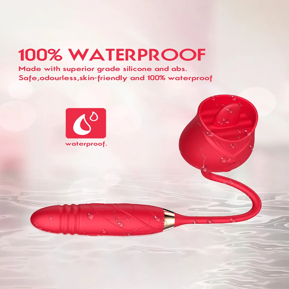 3-in-1 female masturbation rose sex toy Clit Clintoris G-point thrust Dildo oral sex vibrator G-point stimulation licking erotic