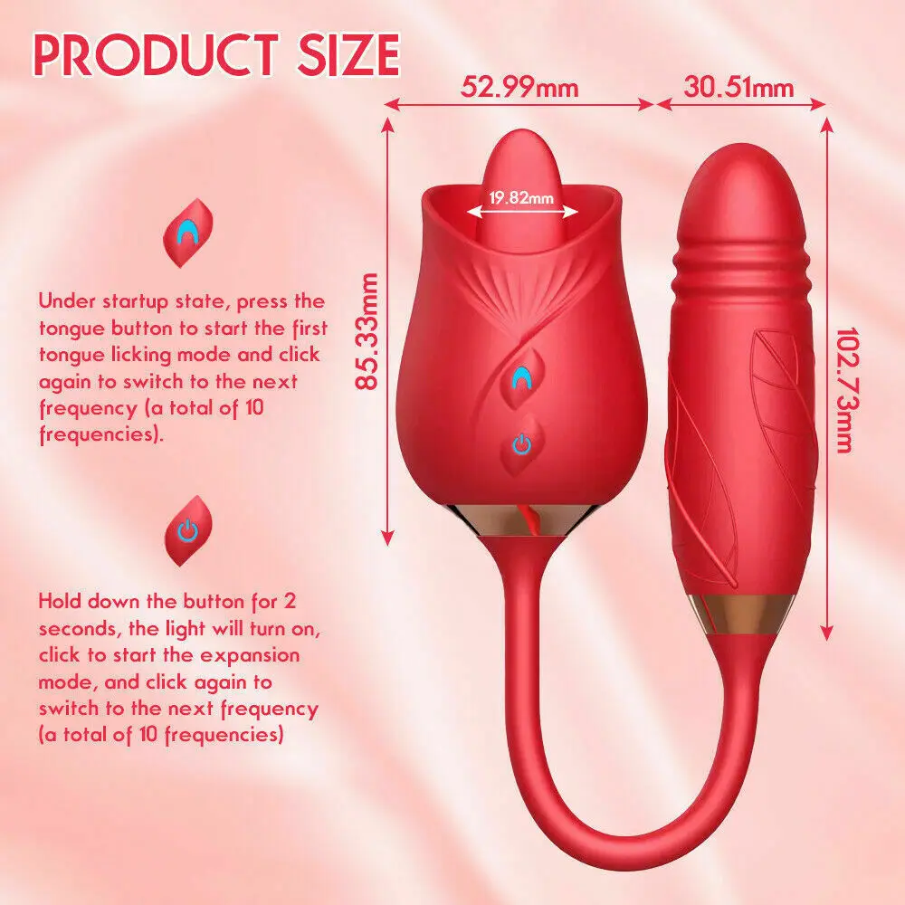 3-in-1 female masturbation rose sex toy Clit Clintoris G-point thrust Dildo oral sex vibrator G-point stimulation licking erotic