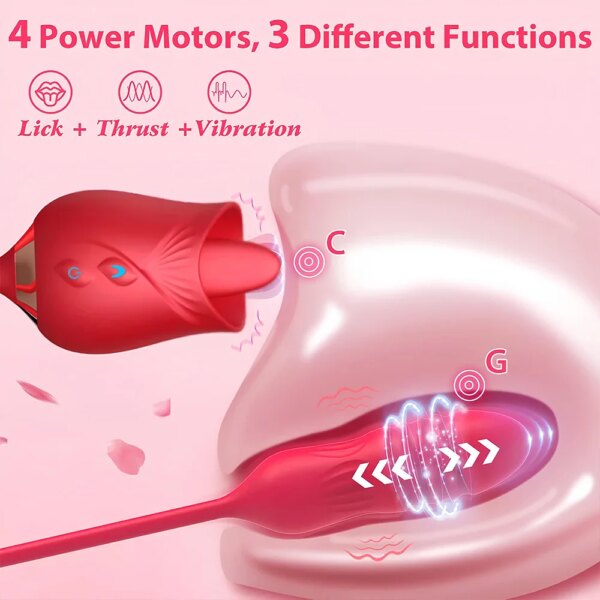 3 in 1 female masturbation rose sex toy clit clintoris g point thrust dildo oral sex vibrator g point stimulation licking erotic