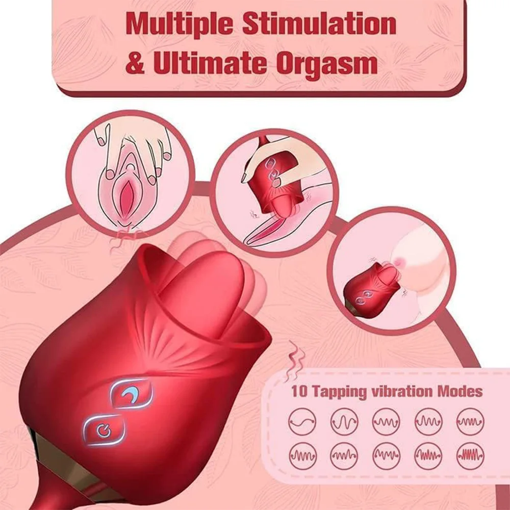 3-in-1 female masturbation rose sex toy Clit Clintoris G-point thrust Dildo oral sex vibrator G-point stimulation licking erotic