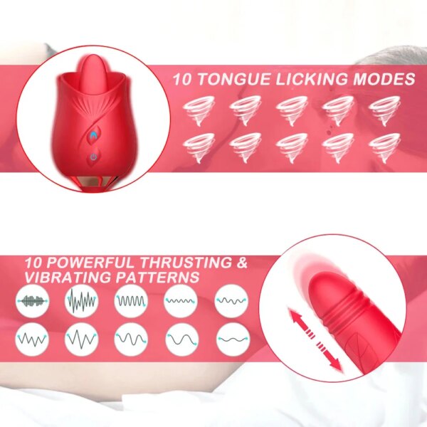 3 in 1 female masturbation rose sex toy clit clintoris g point thrust dildo oral sex vibrator g point stimulation licking erotic