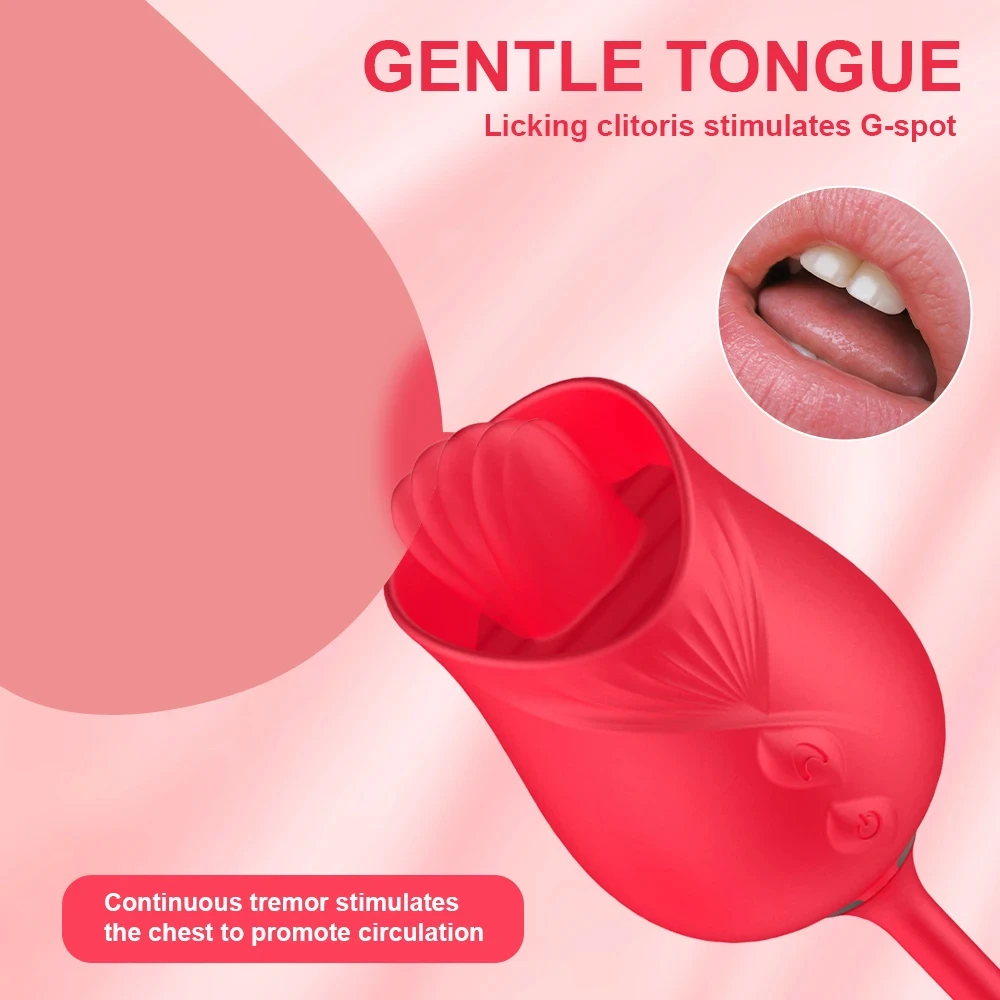 3-in-1 female masturbation rose sex toy Clit Clintoris G-point thrust Dildo oral sex vibrator G-point stimulation licking erotic