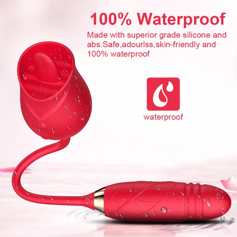 3-in-1 female masturbation rose sex toy Clit Clintoris G-point thrust Dildo oral sex vibrator G-point stimulation licking erotic
