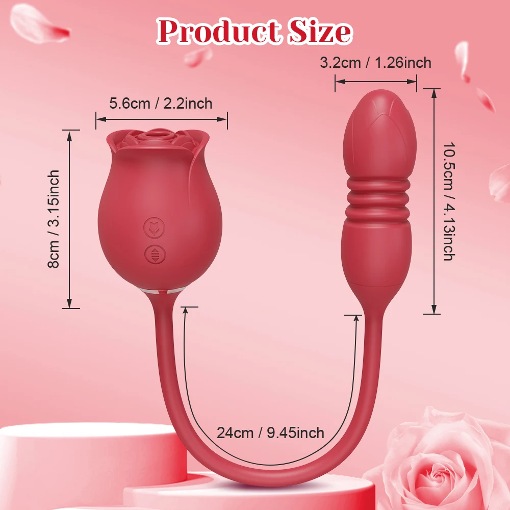 Rose-Sucking Thrusting Dildo Vibrator Toy for Women Vacuum Stimulator Nipple Clit Sucker Vibrating Egg Female Sex Toys for Adult