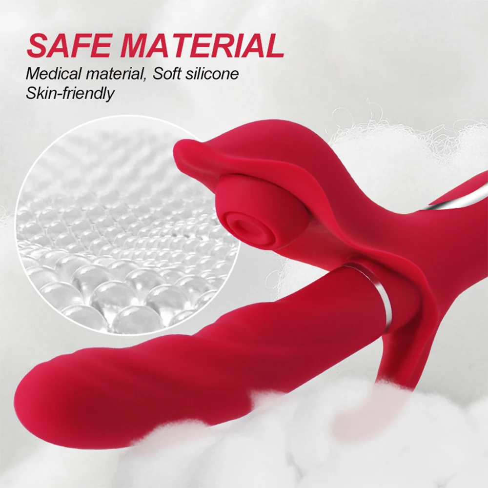 3-In-1 Thrusting Dildo Vibrator G Spot Rabbit Flapping Vibrator Clitoralis Stimulator Sex Toys Rechargeable Adult Toys For Women