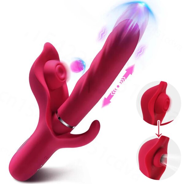 3-In-1 Thrusting Dildo Vibrator G Spot Rabbit Flapping Vibrator Clitoralis Stimulator Sex Toys Rechargeable Adult Toys For Women