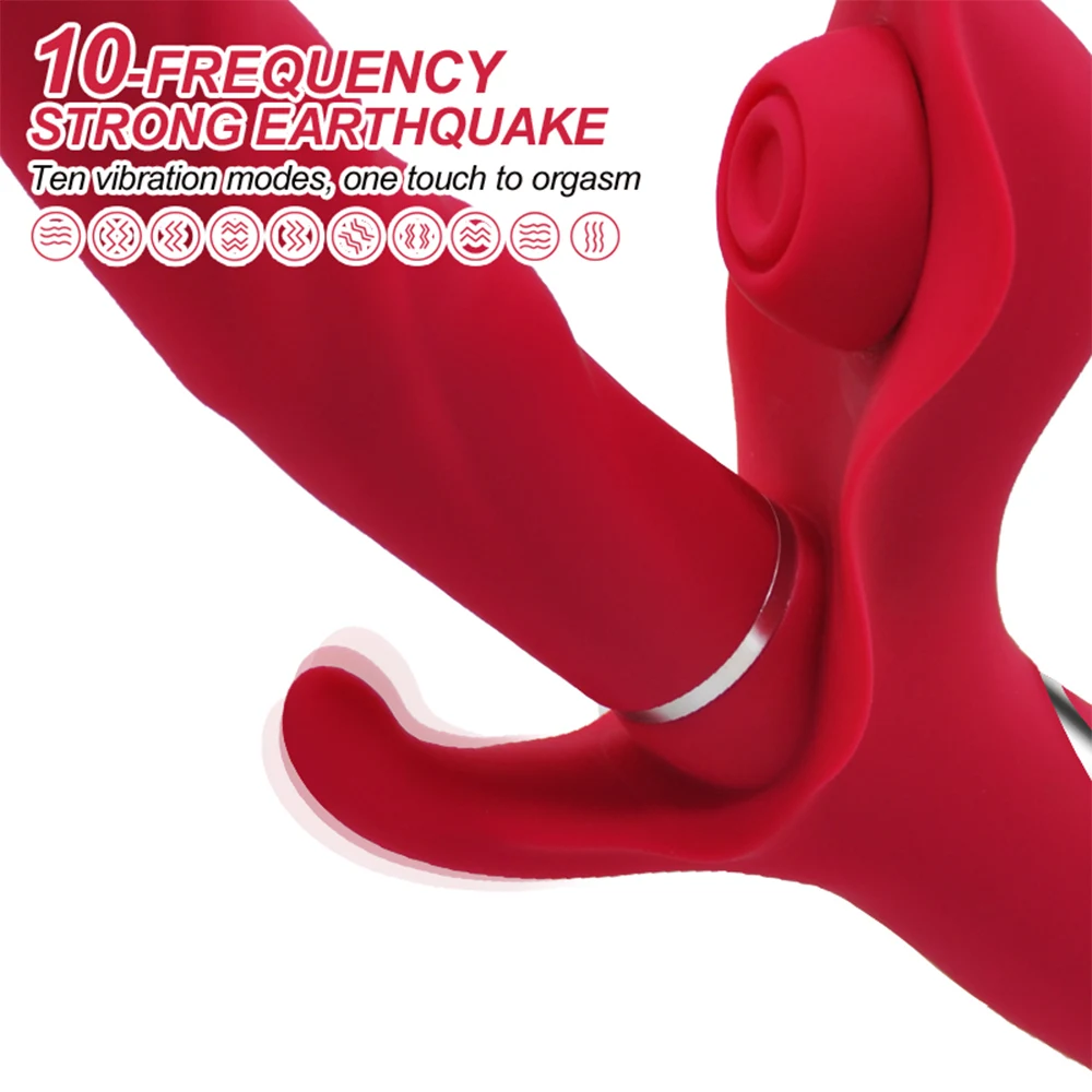 3-In-1 Thrusting Dildo Vibrator G Spot Rabbit Flapping Vibrator Clitoralis Stimulator Sex Toys Rechargeable Adult Toys For Women