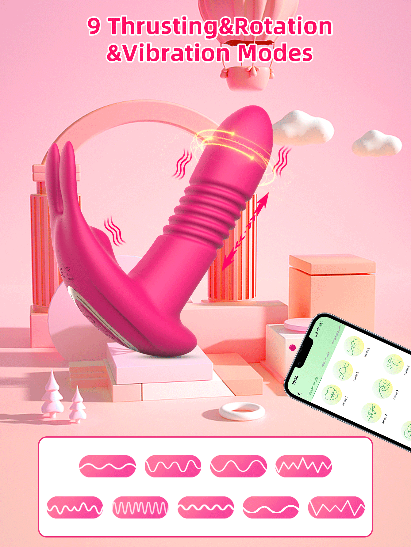 App Control Bluetooth Vibrator for Women Wearable Clitoris Stimulator G-spot Telescopic Dildo G Spot Female Masturbator Sex Toy