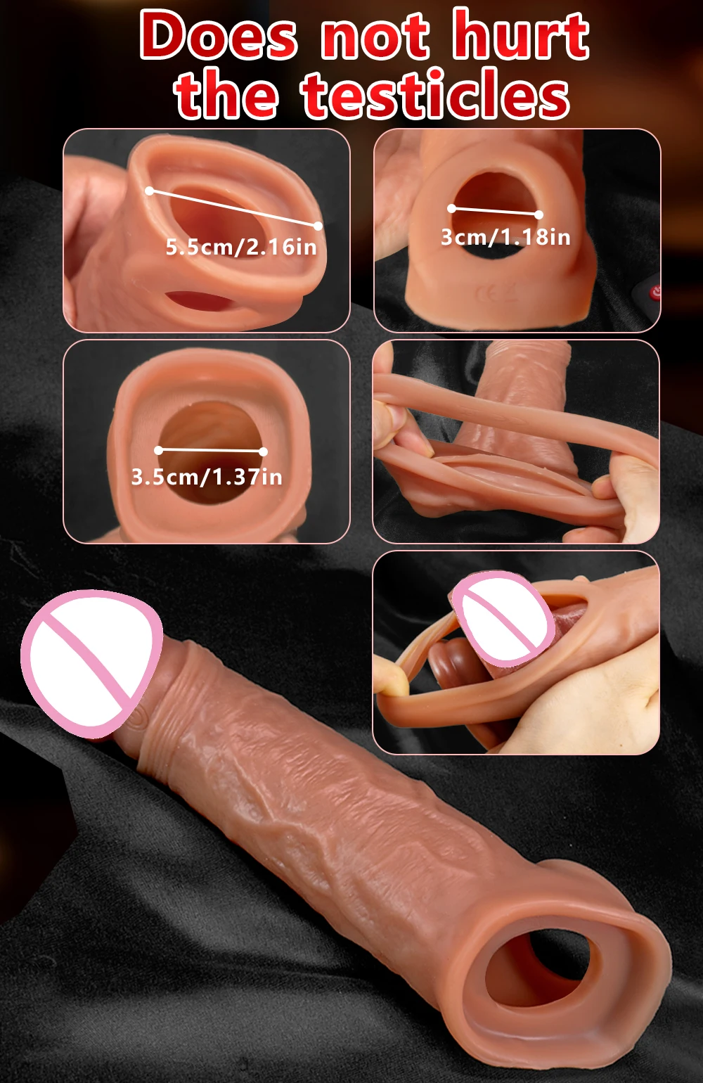 Vibrator for Men Penis Enlargement Sleeve Cover Case Cock Header Enlargement Extension Enhancement Men Sex Toy Silicone Condom