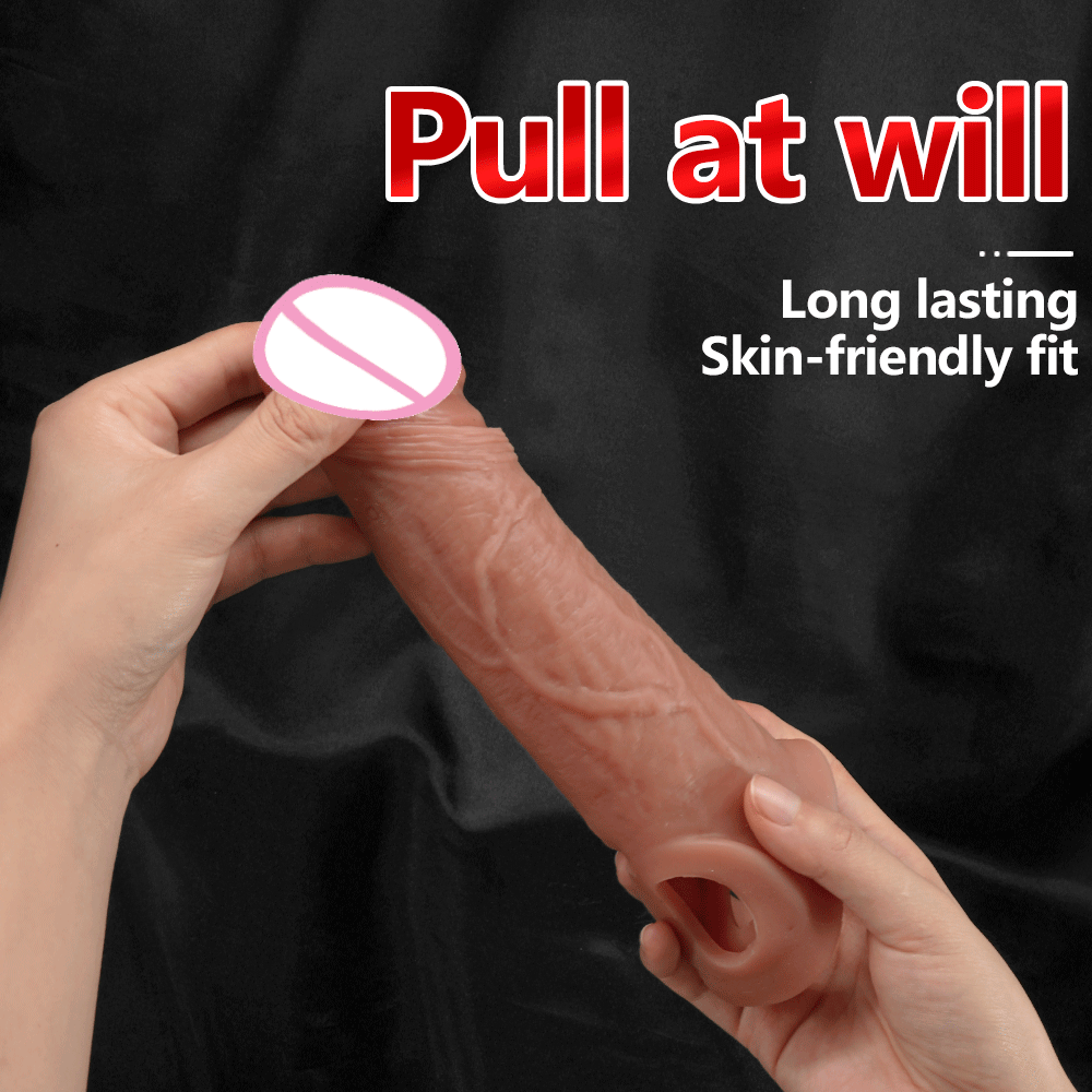 Vibrator for Men Penis Enlargement Sleeve Cover Case Cock Header Enlargement Extension Enhancement Men Sex Toy Silicone Condom